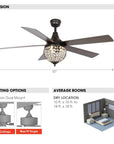 52" Varanasi Farmhouse Downrod Mount Ceiling Fan with Lighting and Remote Control - IPLUS
