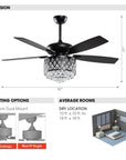 52" Wethington Crystal Ceiling Fan