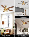52" Industrial Reversible Mesh Led Ceiling Fan - IPLUS Lighting