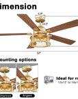 52" Industrial Reversible Mesh Led Ceiling Fan - IPLUS Lighting