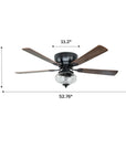 52" Modern 5 Blades DC Motor Ceiling Fan - IPLUS Lighting
