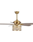 52" Golden Industrial Crystal Ceiling Fan - IPLUS Lighting