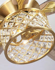 52" Golden Industrial Crystal Ceiling Fan - IPLUS Lighting