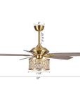 52" Golden Industrial Crystal Ceiling Fan - IPLUS Lighting