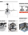 52" Elkton Modern Crystal Ceiling Fan