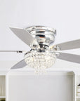 52" Kanpur Flush Mount Reversible Crystal Ceiling Fan
