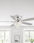52" Kanpur Flush Mount Reversible Crystal Ceiling Fan
