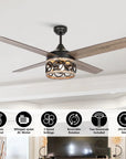 52" Kashmir Farmhouse Reversible Ceiling Fan - IPLUS Lighting