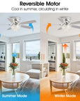 52" Kanpur Flush Mount Reversible Crystal Ceiling Fan