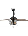 52" Paquette Matte Black Ceiling Fan