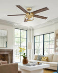 52" Industrial Reversible 5 Blade Led Ceiling Fan