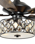 52" Tibuh Modern Crystal Chandelier Ceiling Fan