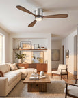 52" Mayna Flush Mount Ceiling Fan,Solid Wood Blades