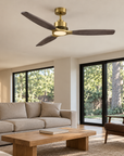 48" Louise Modern Soft Brass Ceiling Fan with Solid Wood Blades