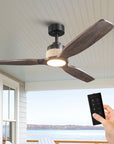 56 Inch Louise LED Wood Blades Ceiling Fan with Remote Control - IPLUS Lighting