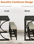 59" Rustic Dining & Bar Table Set with 3 Stools and USB Charging Ports