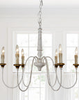 6-Light French Country Candle-Style Chandelier in Distressed - ParrotUncle