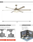 65" Satin Nickel Ceiling Fan