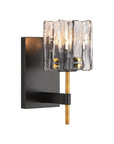 Sean 1-Light Black Wall Sconce with Textured Glass Shade