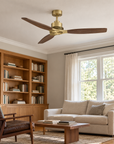 48" Louise Modern Soft Brass Ceiling Fan with Solid Wood Blades