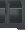 55" Aria Modern Oak Sideboard Cabinet with Arched Glass Doors