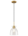 Eunice 1-Light Brass Hammered Glass Pendant