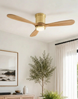 52" Mayna Flush Mount Ceiling Fan,Solid Wood Blades