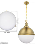 Dimmable Aaron 12 Inch 2-Light Gold Pendant Light - IPLUS Lighting