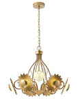 7-Light Botanical Chandelier with Gold Flower Petal Design