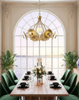 7-Light Botanical Chandelier with Gold Flower Petal Design