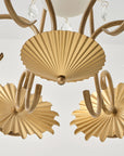 7-Light Botanical Chandelier with Gold Flower Petal Design