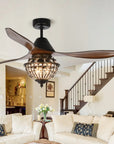 52" Vicky 3-Blade Rustic Crystal Ceiling Fan