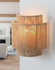 Farmhouse Rattan 1-Light Wall Sconce Light - IPLUS Lighting