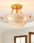 3 Light Golden 16 Inch Semi Flush Mount Ceiling Light - IPLUS Lighting