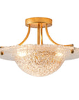 3 Light Golden 16 Inch Semi Flush Mount Ceiling Light - IPLUS Lighting