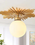 Iris 1 Light Golden Semi Flush Mount Ceiling Light 18 Inch - IPLUS Lighting