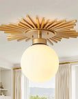 Iris 1 Light Golden Semi Flush Mount Ceiling Light 18 Inch - IPLUS Lighting