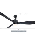 66'' Misael Propeller Integrated Led Black Ceiling Fan