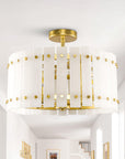 Drum Shape Modern 4-Light Marble Semi Flush Mount Light