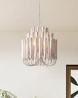 Borg 5 Light White Wooden Chandelier 20 Inch