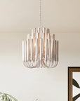 Borg 5 Light White Wooden Chandelier 20 Inch - IPLUS Lighting