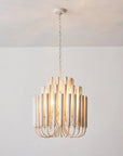 Borg 5 Light White Wooden Chandelier 20 Inch - IPLUS Lighting