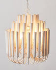 Borg 5 Light White Wooden Chandelier 20 Inch