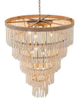 32 Inch Nelly 9 Light Bohemian Wood Beaded Chandelier - IPLUS Lighting