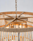 32 Inch Nelly 9 Light Bohemian Wood Beaded Chandelier - IPLUS Lighting