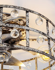 18" Retro Silver Crystal Ceiling Fan