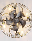 18" Retro Silver Crystal Ceiling Fan