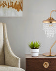 Crystal Shade Golden Modern 1-Light Table Lamp