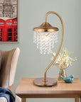 Crystal Shade Golden Modern 1-Light Table Lamp