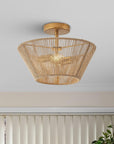 Rattan Rope Farmhouse 2-Light Flush Mount Light